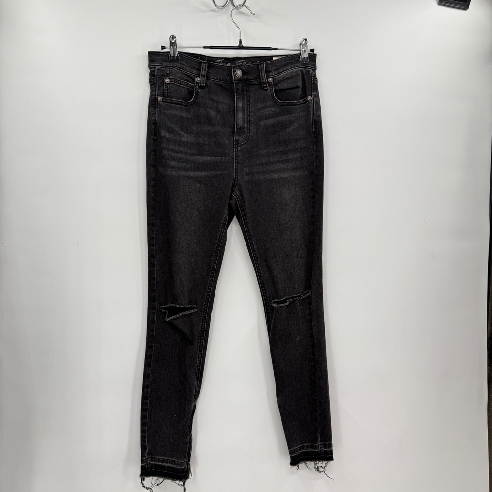 We The Free Free People Black Wash Distressed Skinny Jeans Womens‎ Size 29